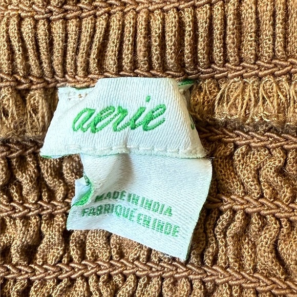 Aerie Linen Corset Tank Top Cropped Ruched Ruffle Edging Bralette Size Small - Picture 7 of 11